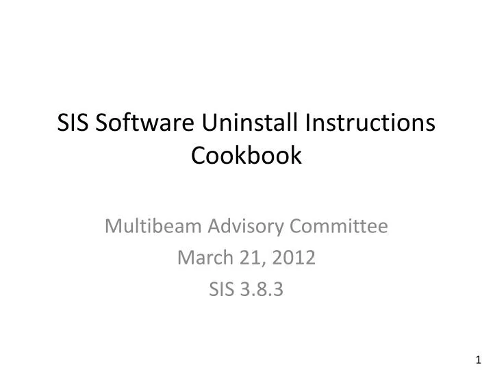 sis software uninstall instructions cookbook