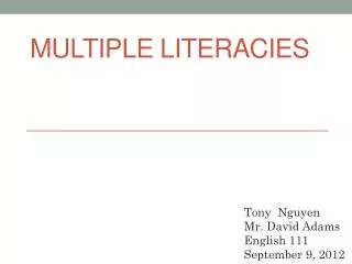 Multiple Literacies