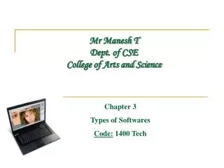 Mr Manesh T Dept . of CSE College of Arts and Science