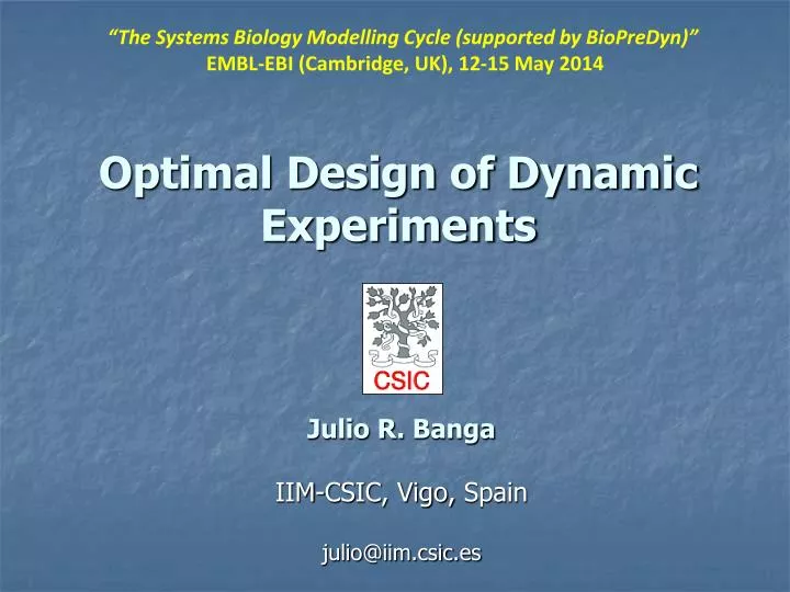 optimal design of dynamic experiments