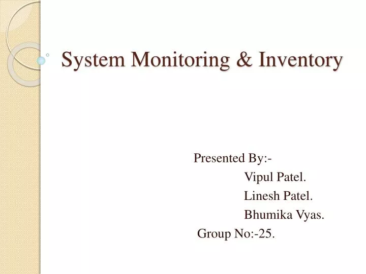 system monitoring inventory