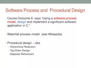 Software Process and Procedural Design