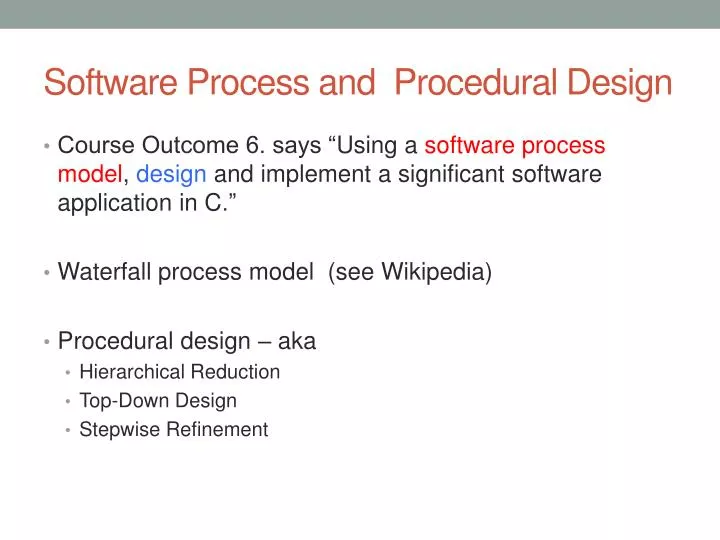 software process and procedural design