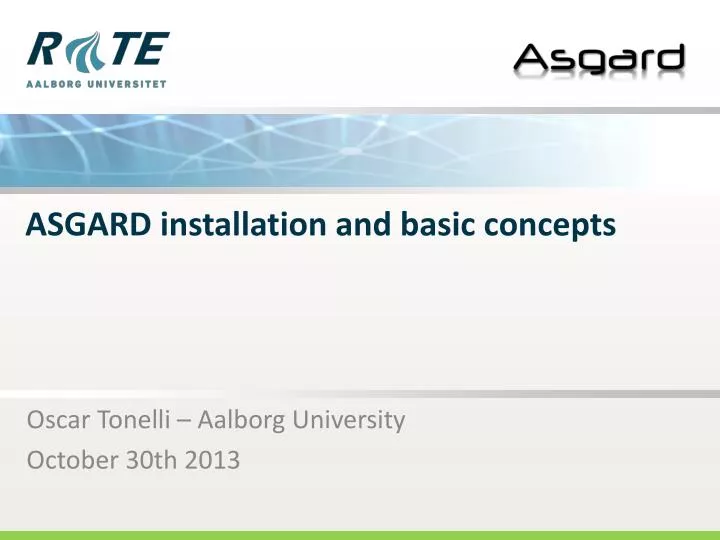 asgard installation and basic concepts