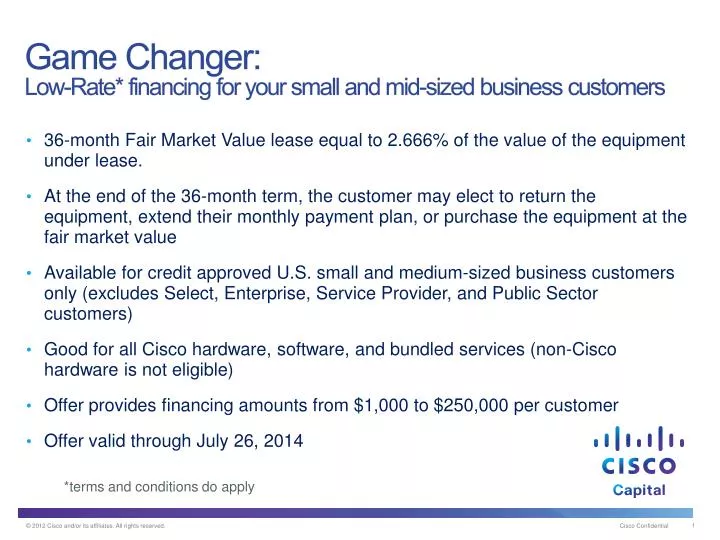 game changer low rate financing for your small and mid sized business customers