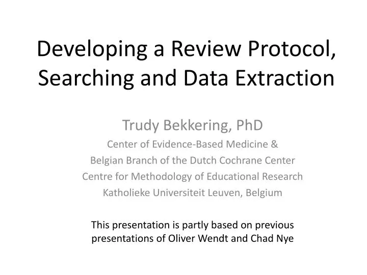 developing a review protocol searching and data extraction