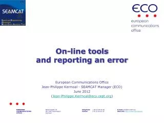 On-line tools and reporting an error