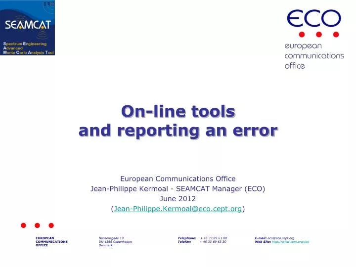 on line tools and reporting an error