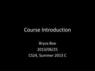 Course Introduction