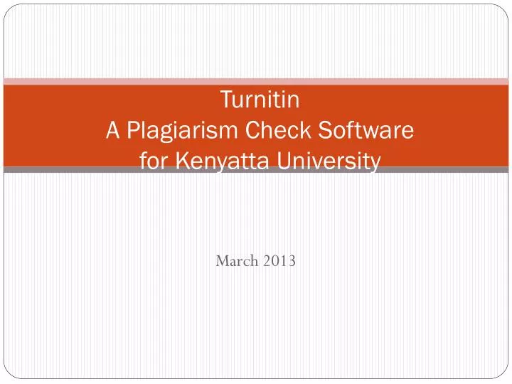 turnitin a plagiarism check software for kenyatta university