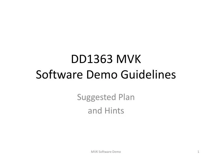 dd1363 mvk software demo guidelines