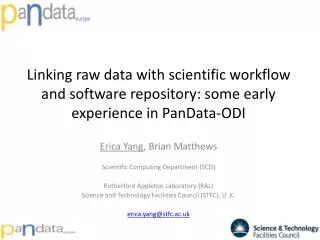 Linking raw data with scientific workflow and software repository: some early experience in PanData-ODI