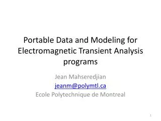 Portable Data and Modeling for Electromagnetic Transient Analysis programs