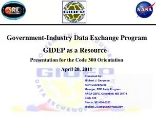 Government-Industry Data Exchange Program GIDEP as a Resource