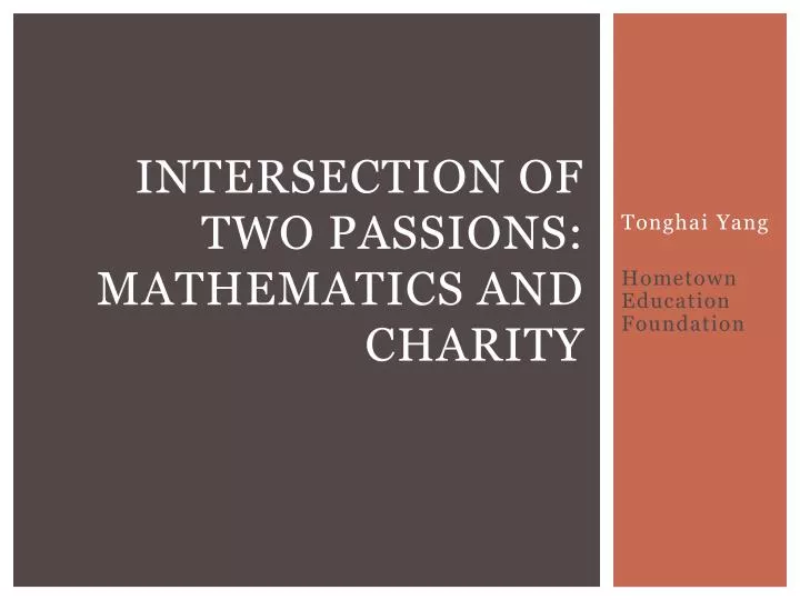 intersection of two passions mathematics and charity