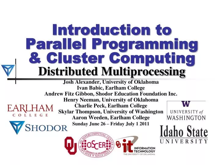 introduction to parallel programming cluster computing distributed multiprocessing
