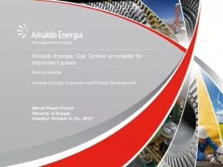 Ansaldo Energia: Gas Turbine an enabler for intermittent power