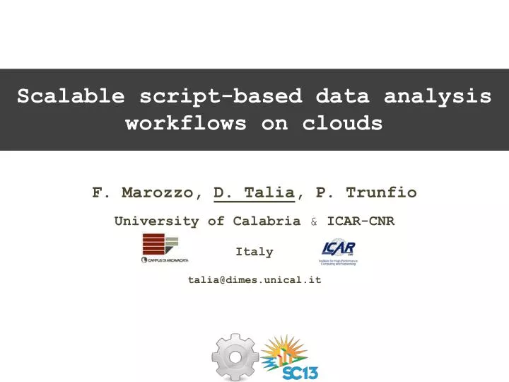 scalable script based data analysis workflows on clouds