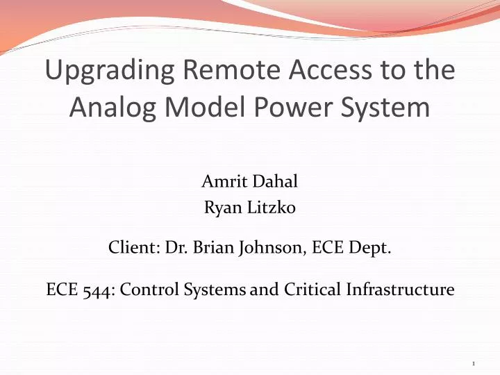 upgrading remote access to the analog model power system