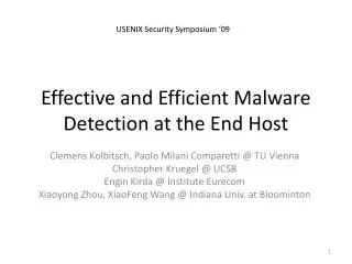 Effective and Efficient Malware Detection at the End Host
