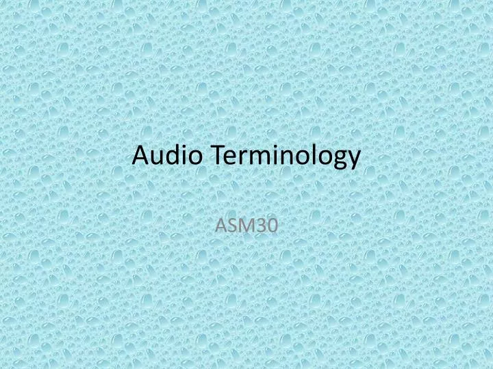 audio terminology