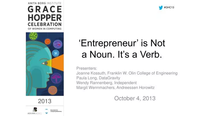 entrepreneur is not a noun it s a verb
