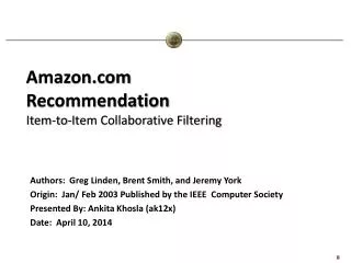 Amazon.com Recommendation Item-to-Item Collaborative Filtering