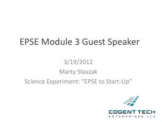 EPSE Module 3 Guest Speaker