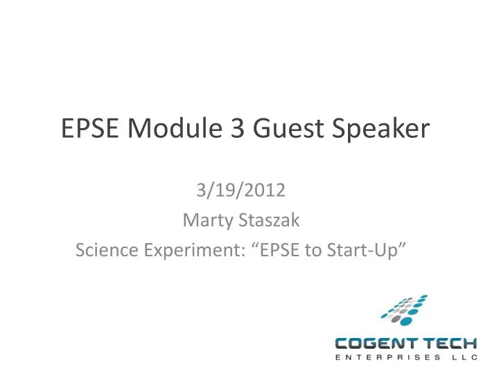 epse module 3 guest speaker