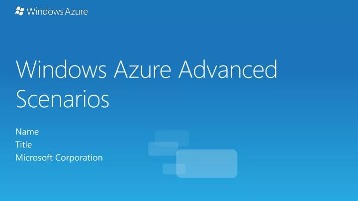 windows azure advanced scenarios