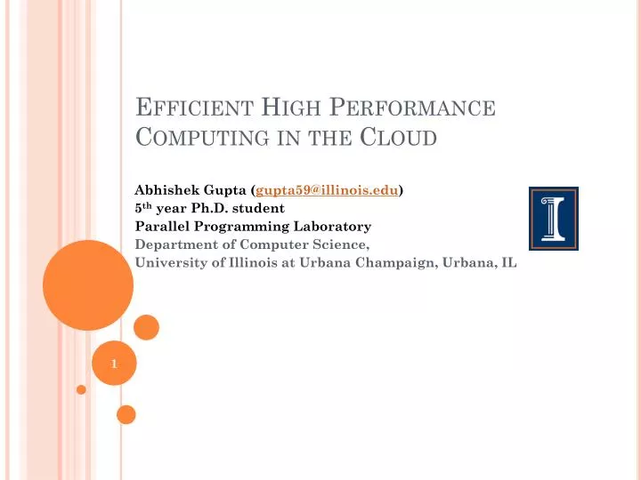 efficient high performance computing in the cloud