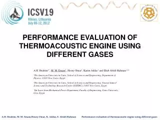 PERFORMANCE EVALUATION OF THERMOACOUSTIC ENGINE USING DIFFERENT GASES