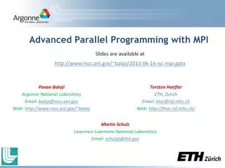 Advanced Parallel Programming with MPI