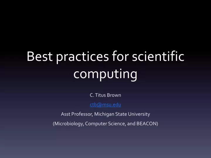 best practices for scientific computing