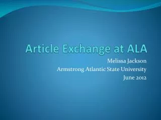 Article Exchange at ALA