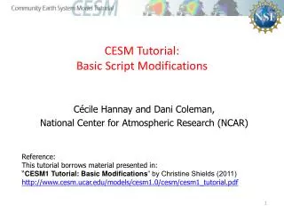 CESM Tutorial: Basic Script Modifications