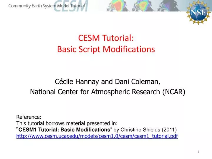 cesm tutorial basic script modifications