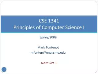 CSE 1341 Principles of Computer Science I