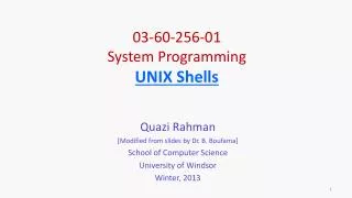 03-60-256-01 System Programming UNIX Shells