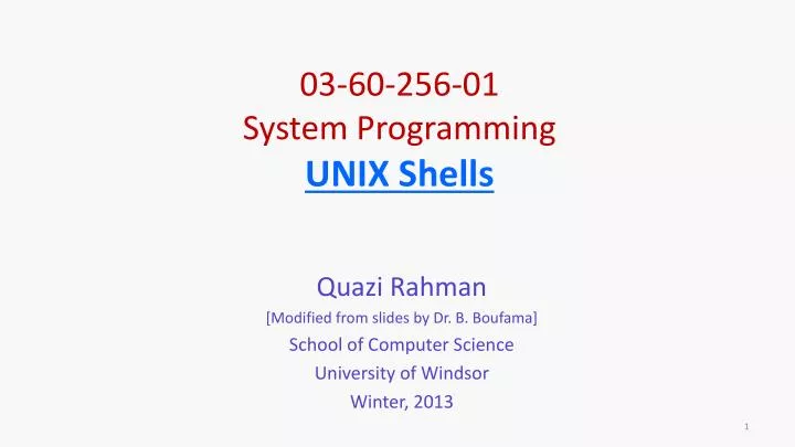 03 60 256 01 system programming unix shells
