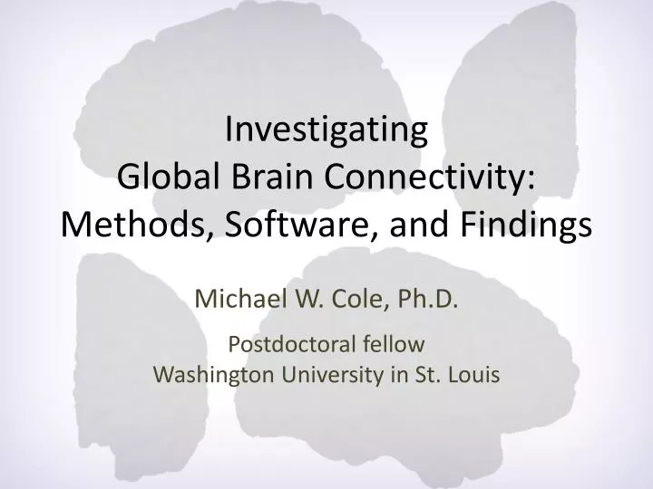 investigating global brain connectivity methods software and findings