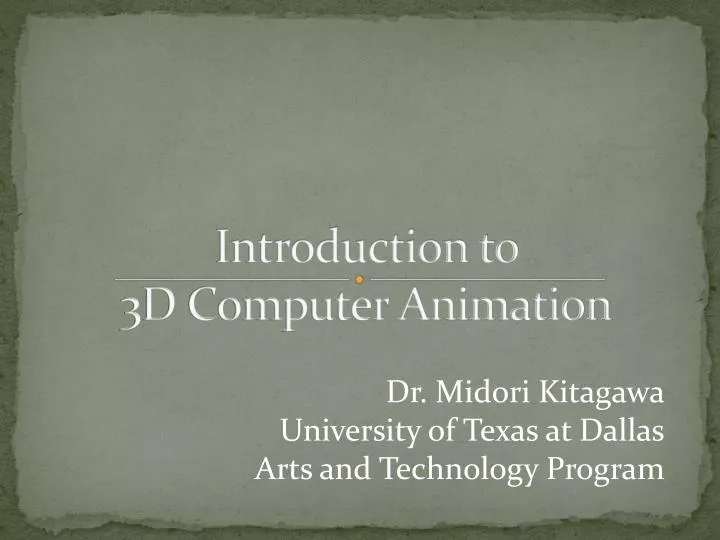 introduction to 3d computer animation