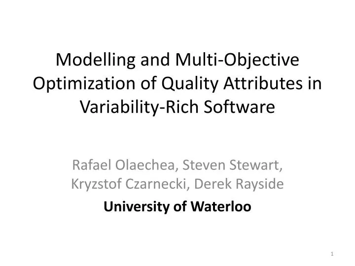 modelling and multi objective optimization of quality attributes in variability rich software