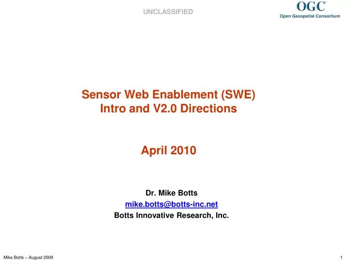 sensor web enablement swe intro and v2 0 directions april 2010