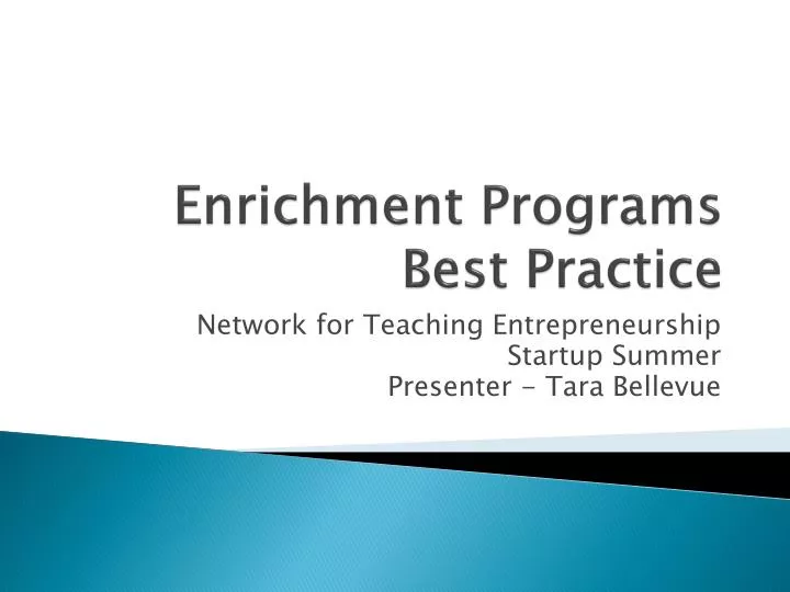 enrichment programs best practice