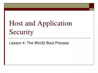 Host and Application Security