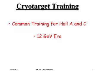 Cryotarget Training