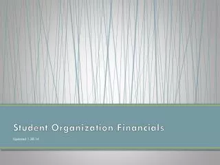 Student Organization Financials