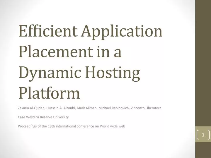 ef cient application placement in a dynamic hosting platform