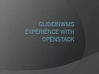 glideinWMS experience with OpenStack